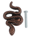 Snake Shaped Cabinet Knobs And Drawer Pulls In Zinc Alloy With Ancient Red Bronze Finish, shown with screw