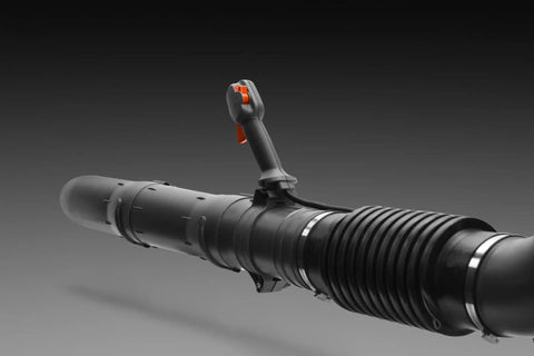 Close-up of nozzle on Beast Gas Backpack Leaf Blower With 75.6cc 4.59-HP 2-Cycle Power, showcasing ergonomic design.
