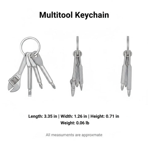 Go To Everyday Carry Keychain Multitool With Bottle Opener And Mini Wrench, Durable Zinc Alloy, compact pocket tool in silver finish