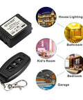 12V DC One Channel 433MHz Wireless Relay Remote Control Kit with transmitter, receiver, and various room applications