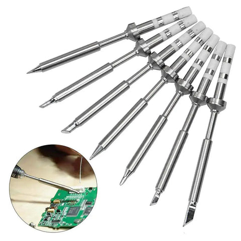 7 Piece Mini Stainless Steel Soldering Iron Tip Set For TS100 TS101 And Various Models Quick Heat Up Replacement Parts For Electricians