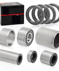 All In One Steering Head Bearing Kit And Swingarm Bearing Set With Seals For ATV Rancher 420 TRX420 07 13 And Foreman TRX500 12 13 Replacement Easy Install For A Smooth Beefed Up Ride - complete set with bearings and seals displayed.