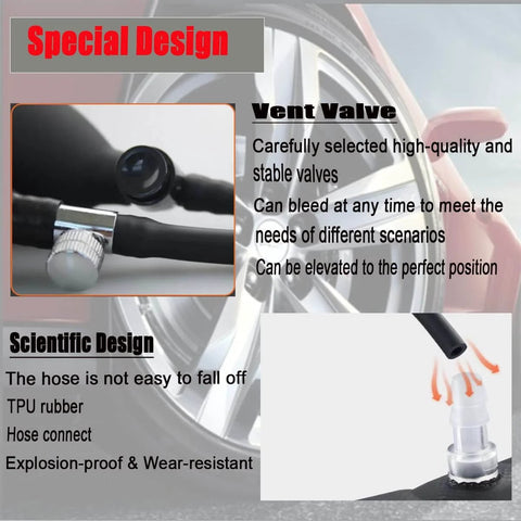 Air Wedge Pump Pro Grade For Cars and Home Projects, adjustable auto leveling showing vent valve and hose connection.