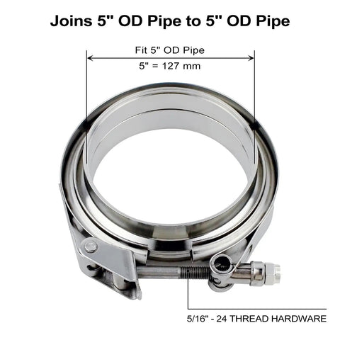 Shop Grade 5 Inch V Band Clamps With Flanges Quick Release Exhaust Connector For Turbo And Downpipe Straight Up Leak Free Seal 2 Pack Snaps Right On Daily Driver Ready