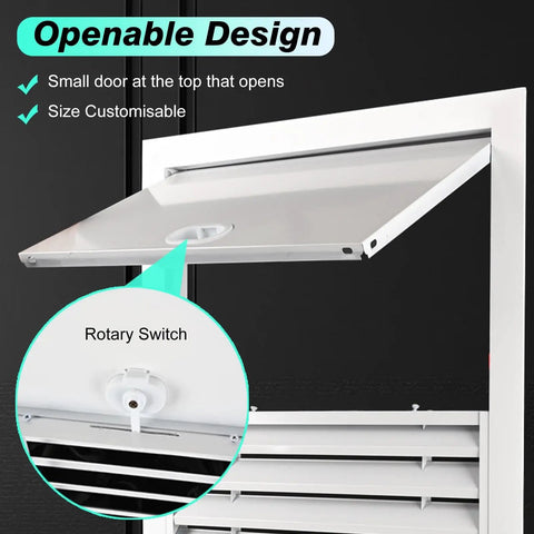 Heavy Duty Aluminum Louvered Vent Access Panel Custom Cut Sizes For Drywall Hatch with openable design and rotary switch.