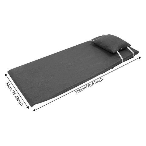 Electric Lifting Backrest For Bed With Breezy Remote And Foot Rest, Smooth Adjustable Sit Up Bed Chair For Seniors in grey, includes a pillow, dimensions shown.