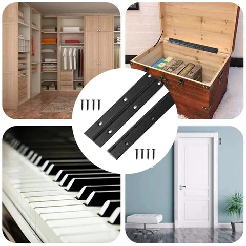 Killer Quality 36 Inch Heavy Duty Stainless Steel Piano Hinge In Sleek Black Finish With Packaged Mounting Screws for cabinets and marine doors.