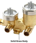 Heavy Duty Rough In Shower Valve With Integrated Diverter And Solid Forged Brass Body showing solid brass construction and dual inlets.