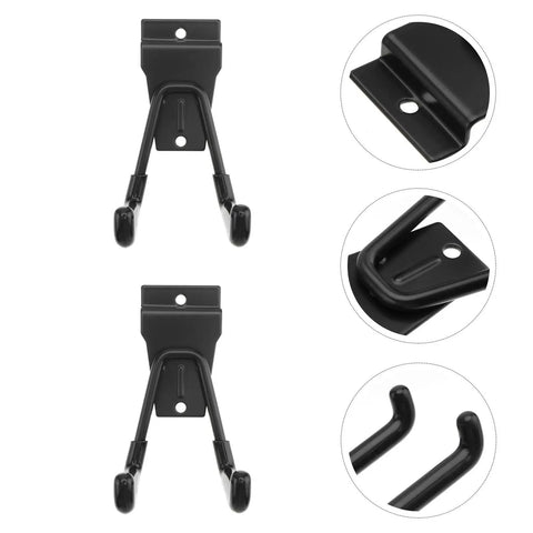 Tough As Nails Black Wall Hanger Hooks built to hang coats jackets towels and hats with heavy duty screw in brackets. Close-up view.