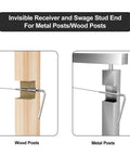 Heavy Duty 40 Pack 1/8 Invisible Cable Railing Kit T316 Stainless Steel Hardware for Wood and Metal Post installation