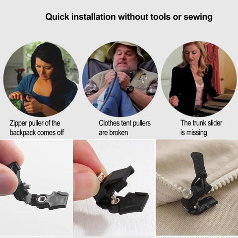 Zipper Repair Kit Set With Tough Durable Adjustable Metal Zipper Restorer Non Slip Replacement Head for Jackets Backpacks