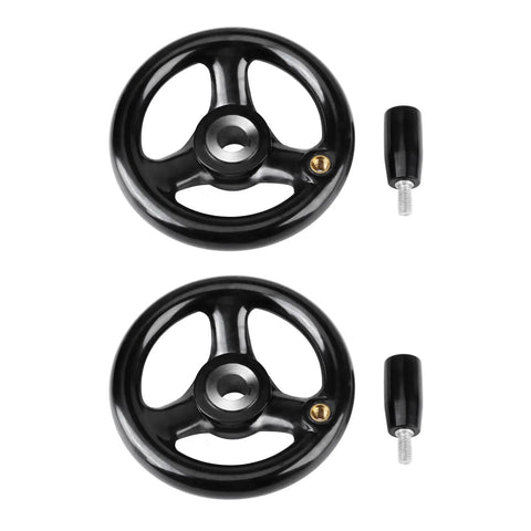 Heavy Duty 3 Spoke Round Handwheel Made From Durable Engineered Plastic For Machine Tools And Industrial Control Panels With Superior Grip And Anti Aging Performance You Need For Any Workshop Job, black with detachable handle