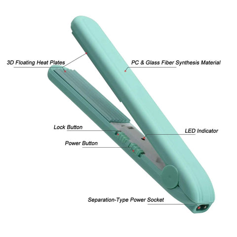 Portable Handheld Heat Sealer For Food Plastic Bags And Mylar Aluminum Foil Packaging Quick Warm Up Resealing Tool showing buttons and materials.