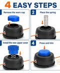 Upgrade Your Brush Cutter With This Awesome T25 Tap Feed Trimmer Head Repair Kit Including Bump Knob And Spring Compatible Husqvarna Models For A Smooth Job, 4-step install guide
