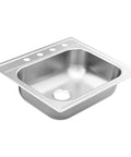 2000 Series 25 Inch 20 Gauge Drop In Single Bowl Stainless Steel Kitchen Sink With Four Holes QuickMount Easy Fit