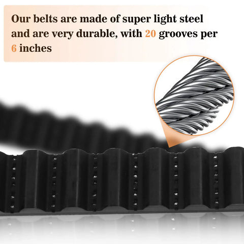 41A5250 Garage Door Opener Belt For 7 Ft High Doors 237 inch drive belt showing steel construction and grooves