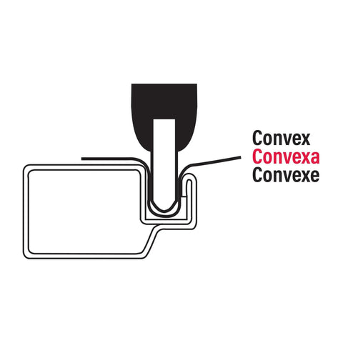 Diagram showing convex convexa steel roller on a screen frame, for Screen Rolling Tool for Window and Door Screens, Spline Roller With Wood Handle and Steel Wheels, Durable and Easy To Use, Must Have Home Improvement Essential For Replacing Screens, Ideal For DIY Screen Repairs, Single Pack.