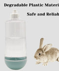 2 Pack No Drip Rabbit Water Bottle 17oz Hanging Automatic Dispenser with clear plastic bottle and gray rabbit.