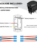 2 Pcs UTV Rocker Switch 12V 20A 3 Pin Blue LED Marine Rocker Switch For Polaris RZR Ranger XP SXS Maverick X3 ATV Golf Cart Boat Rear Light Toggle Switch With Jumper Wires, wiring diagram