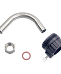 Built Tough Manual Piston Oil Drum Pump For 55 Gallon Barrels accessory kit with stainless steel elbow and plastic connector.