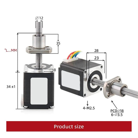 Ultra Precision Linear Stepper Motor Pro Grade With Ball Screw For 3D Printer Accessories Nema 11 Travel 300mm 28HB28 SFU0802 High Accuracy Positioning With Low Friction For Smooth Motion In CNC And Milling, product size diagram