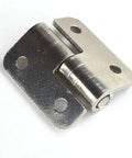 Top Shelf Slick 1.5 Inch Detachable Hinges Pack Of 6 304 Stainless Steel left hand hinge showing shiny surface and screw holes.