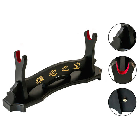 Solid Wood Sword Display Stand For Katana Wakizashi And Tanto Velvet Padded Wall Hanger Rack One Tier Easy Assembly black finish