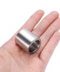 4 Pack 304 Stainless Steel Round Spacers 3/4 Inch Bore 1 Inch OD 1 Inch Length Screw Standoffs Bushings For Bolts Rods in hand.