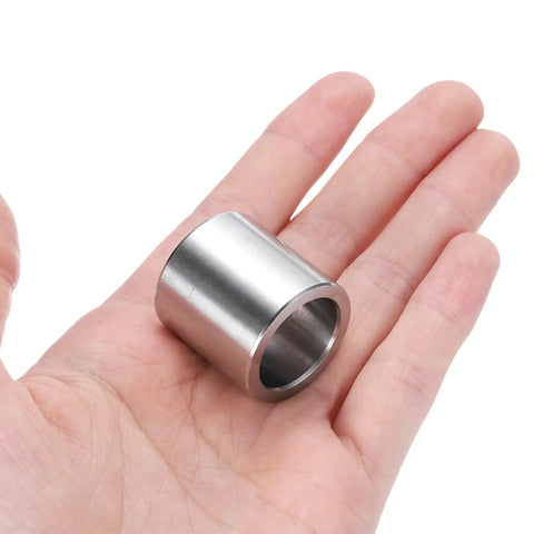 4 Pack 304 Stainless Steel Round Spacers 3/4 Inch Bore 1 Inch OD 1 Inch Length Screw Standoffs Bushings For Bolts Rods in hand.