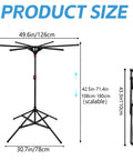 Outdoor Pool Towel Rack, Freestanding 42 to 71 Inch Adjustable Stand With Four Legs and Six Foldable Arms, dimension diagram.
