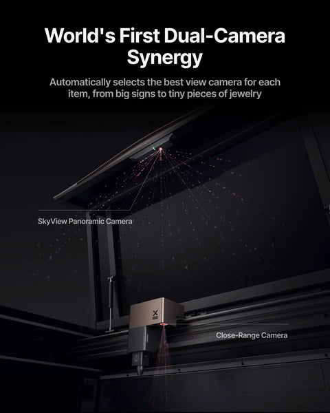 80W CO2 Laser Cutter With Intelligent Automation, Desktop Engraver With Dual HD Cameras in operation, capturing engraving details