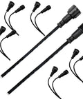Six Pair Three Pin Xconnect Pigtail Connectors For Low Voltage Lighting System Copper Wire connectors and cables in black.