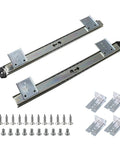 14 Inch Keyboard Slide Tray With Heavy Duty Ball Bearing Rails For Keyboard, Cold Rolled Steel, installation brackets and screws, silver.