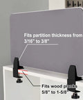 Beefy 4 Pack Desk Partition Divider Bracket Clips, Tough As Nails Sneeze Guard Holders For Crystal Clear Acrylic Panels, Rust Resistant C Clamp Mounts For Sturdy Wood Tables, Matte Black with adjustable clamp.