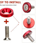 20 Piece Billet Aluminum Fender Washers Kit For Universal Engine Bay Dress Up, Durable Aluminum Alloy Bumper Washers With Included Bolts For Auto Customization, Sleek Lightweight And Rust Resistant Fastener Set, red washer and bolt close-up