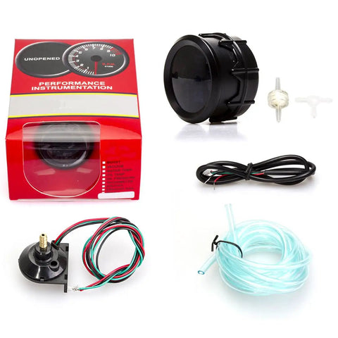 Two Inch Car Digital Vacuum Gauge Kit With Blue LED Display Easy Install Universal Meter For 12V Gasoline Engines Boost And Vacuum Readings 52mm Dial Gauge For Engine Diagnostics, black 52mm gauge with tubing and wiring