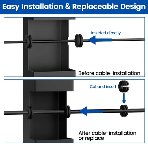 Installation steps for 300 Pack Black Silicone Cable Railing Grommets For Level And 25 30 35 Degree Stairs Fit Wire Rope Up To Three Sixteenths Inch