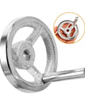 Two Piece Beefy Carbon Steel Lathe Hand Wheel Replacement With Chrome Plated Handle Durable Metal Handwheel For Secure Installation And Precise Milling Machine Adjustments