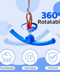 Twister Swing 360 Spin Handle For Kids Slackline Accessories And Swing Attachment Backyard Blue Hang Toy with rotation icons.