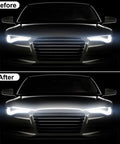 Car before and after using Dynamic Car Hood Light Strip For Cars And Trucks, Waterproof Exterior LED Light Bar, 59 Inch.