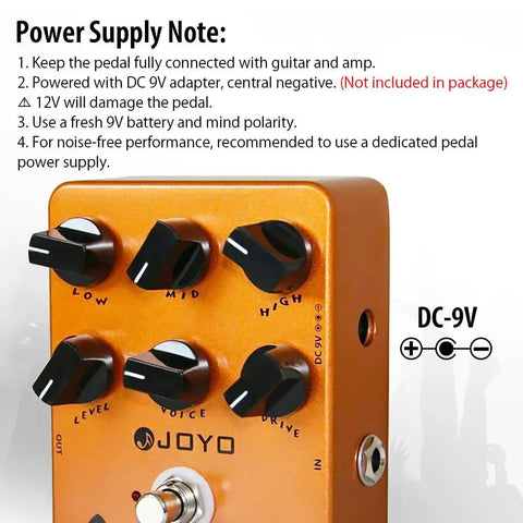 American Tube Amp Simulator And Preamp Guitar Pedal With Built In Cab Sim 6 Knob Tone Control True Bypass golden-orange angle