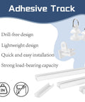 Self Adhesive Ceiling Curtain Track 10.9 Feet White No Screws No Drill Ceiling Mount Easy Peel And Stick Installation Works On Smooth Walls Curtain Track System For Drapes And Window Treatments, white track pieces and hooks