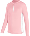 Girls Rash Guard Zip Up Long Sleeve UPF 50 Plus Sun Protection Shirt Quick Dry Breathable Athletic Top Loose Fit Soft Polyester