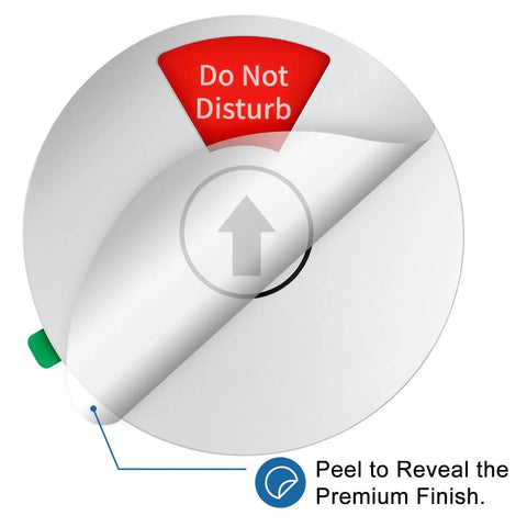 Rotating 6 In 1 Privacy Door Sign For Office And Home showing 'Do Not Disturb' option with peelable cover detail