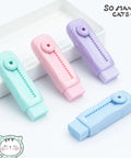 4 Pack Cute Retractable Eraser Set For Kids With Push Pull Design, Sliding Pencil Erasers in Pastel Purple Pink Blue Green