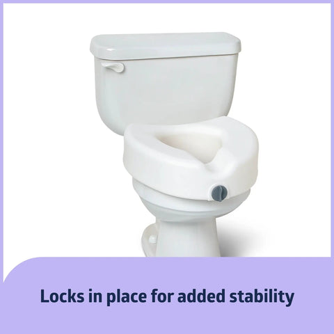 Hella Sturdy Raised Toilet Seat Adding Five Inches Tall Features Secure Locking Clamps Plus Non Slip Base For No Sweat Assembly Perfect Big Lift For Seniors Daily Use