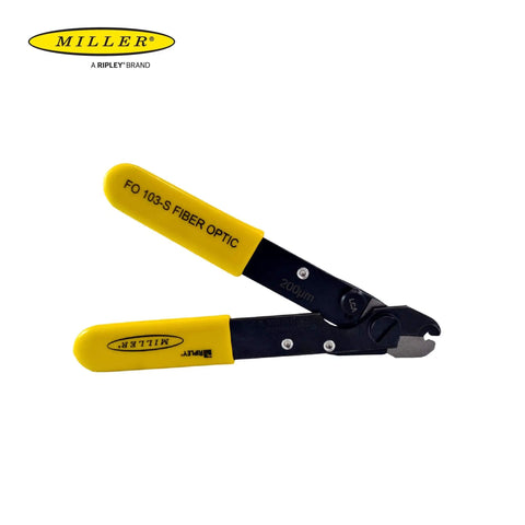 Fiber Optic Wire Stripper Pro Grade For Technicians And Electricians, V Shaped Opening, yellow handle tool, open view
