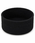 Super Handy Small Woven Cotton Rope Basket For Versatile Home Organization Black Storage Bin for remote and key storage.