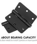 Three Pack Of 304 Stainless Steel Door Hinges In Matte Black With Non Removable Pin Heavy Duty Ball Bearing 3 Point Five Inch