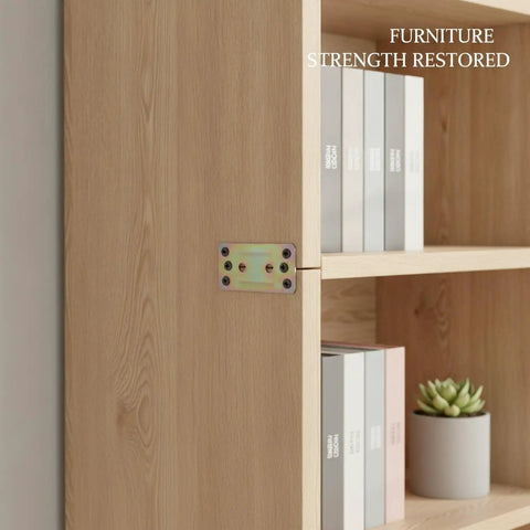 Flat Steel Connector Plate For Wood Repair To Fix Cabinets And Bookshelves, 3.15 x 1.5 Inch Cold Rolled Bracket on bookshelf